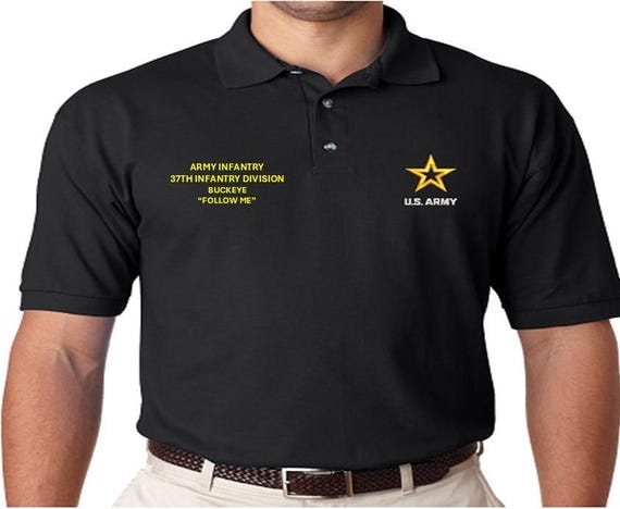 37th Infantry Division* Buckeye* Army Infantry-Follow Me*  *Embroidered polo shirt* Army Officially Licensed.