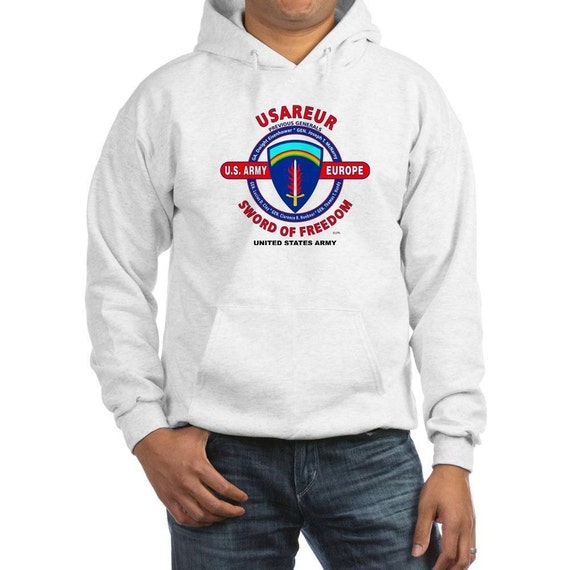 United States Army Europe * USAREUR*" Sword of Freedom" Emblem Hoodie Sweatshirt w/Pockets.