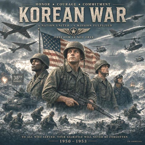 Korean War* 1950-1953 * Memorial Image* Freedom Is Not Free* 1-Sided Vinyl Shirt.