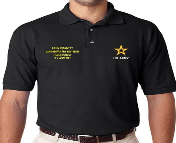 42nd Infantry Division* Never Forget* Army Infantry-Follow Me*  *Embroidered polo shirt* Army Officially Licensed.