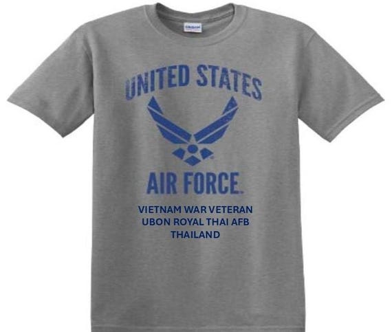 UBON Royal Thai AFB * Thailand* Vietnam War Veteran. Distressed/Subdued U.S. Air Force Shirt. Officially Licensed USAF