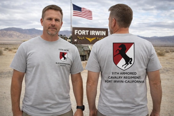 11th Armored Cavalry Regiment Scout*Fort Irwin-California* The Blackhorse Cav*VINYL Print *2-Sided Shirt