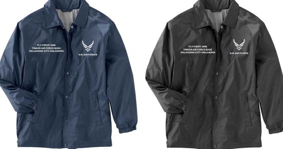 Tinker Air Force Base * Oklahoma City-Oklahoma* Coaches Jacket *Embroidered Right & Left Chest. USAF Officially Licensed.