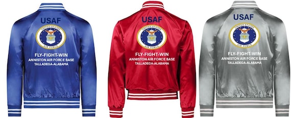 Air Force* Anniston Air Force Base* Talladega-Alabama*Fly-Fight-Win*Satin Jacket (Back Only) USAF Officially Licensed