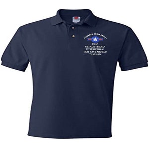 U-TAPAO Royal Thai Navy Airfield Thailand Vietnam Veteran USAF &quot;Thunder From Above&quot; Embroidered Lightweight Polo Shirt