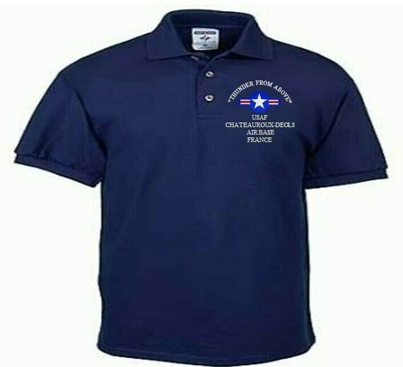 Chateauroix-Deols Air Base France Air Force "Thunder From Above" Embroidered Lightweight Polo Shirt