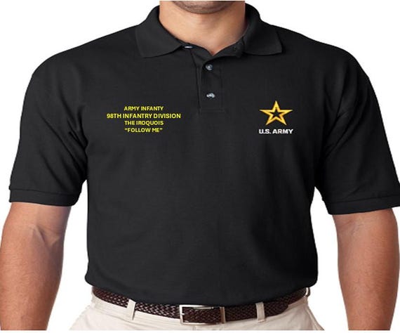 98th Infantry Division* The Iroquois *Army Infantry*Follow Me  *Embroidered polo shirt* Army Officially Licensed