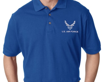 AIR FORCE polo shirt &quot;Wings&quot; -Embroidered  Polo-Golf Shirt Officially Licensed