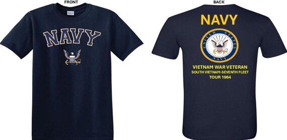 NAVY*Tour 1964* Vietnam War Veteran* South Vietnam-Navy Seventh Fleet. 2-Sided T-Shirt. US NAVY Officially Licensed.