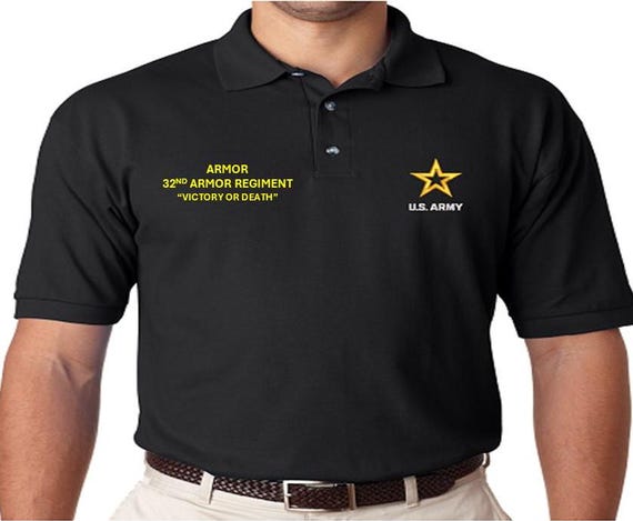32nd Armor Regiment* Victory or Death* Armor *Embroidered polo shirt* Army Officially Licensed