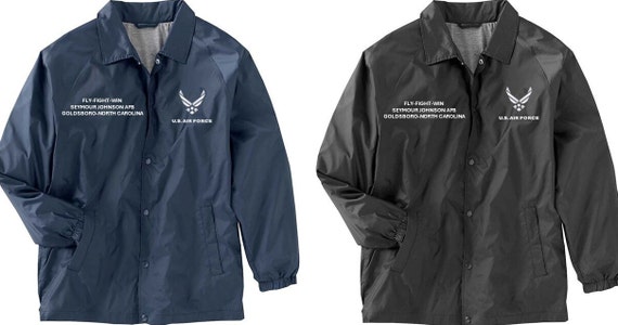 Seymour Johnson AFB * Goldsboro-North Carolina* Coaches Jacket *Embroidered Right & Left Chest. USAF Officially Licensed.