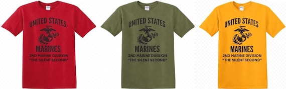 2ND Marine Division* The Silent Second *Marine Corps Eagle, Globe & Anchor Shirt. USMC Officially Licensed.
