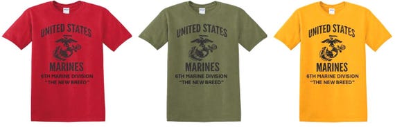 6TH Marine Division* The New Breed *Marine Corps Eagle, Globe & Anchor Shirt. USMC Officially Licensed.