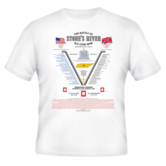 American-U.S. Civil War Stone's River-Mufreesboro, Tennessee Order Of Battle Union and Confederate White Shirt