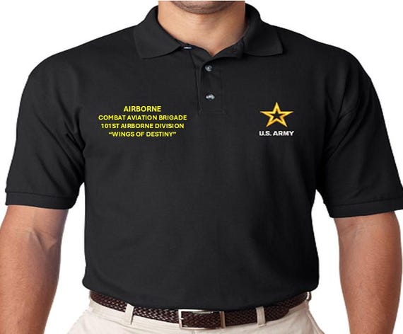 Combat Aviation Brigade*101st Airborne Division*Wings of Destiny *Embroidered polo shirt* Army Officially Licensed