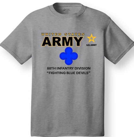 88th Infantry Division* FIGHTING BLUE DEVILS * Emblem* Shirt. These shirt are customized*Army Officially Licensed