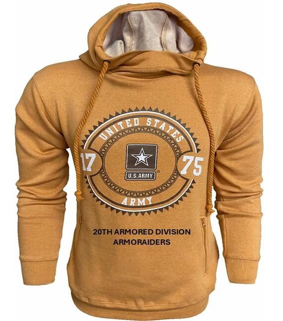 20TH Armored Division* Armoraiders* U.S. Army Vintage Premium Camel Hoodie. Army Officially Licensed