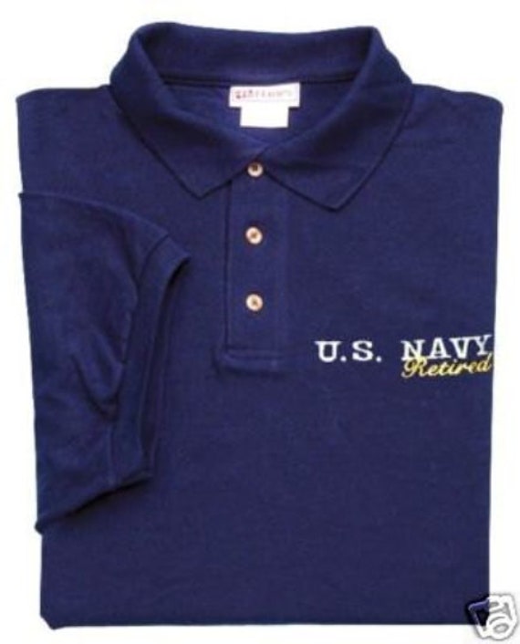 Navy Retired" Embroidered Lightweight Polo Shirt. Officially Licensed U.S. Navy Shirt