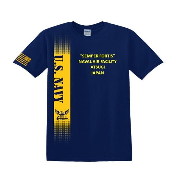 Naval Air Facility Atsugi-Japan* Semper Fortis*Navy Verticle-Vinyl & Silk Screen.*Officially Navy Licensed Shirt