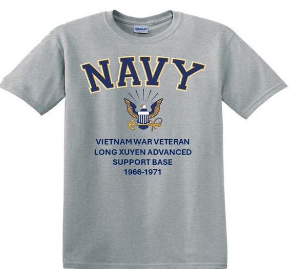 Long XUYEN Advanced Support Base*Vietnam War Veteran* 1966-1971* Navy Eagle *T-Shirt. Navy Officially Licensed.