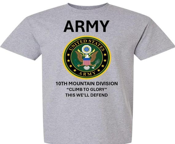 10TH Mountain Division * CLIMB TO GLORY* This We'll Defend* Army Logo. Army Officially Licensed