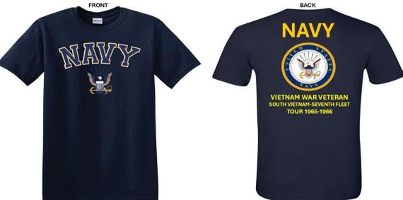 NAVY*Tour 1965-1966* Vietnam War Veteran* South Vietnam-Navy Seventh Fleet. 2-Sided T-Shirt. US NAVY Officially Licensed.