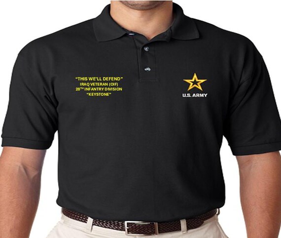 28th Infantry Division* Keystone* Iraq Veteran OIF*  *Embroidered polo shirt* Army Officially Licensed.