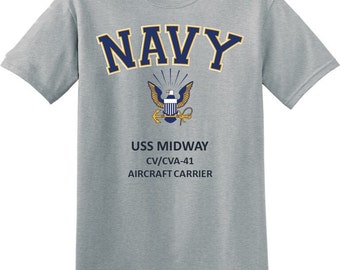 USS Midway CV/CVA-41 * porte-avions * Navy Eagle * T-shirt. Sous licence officielle