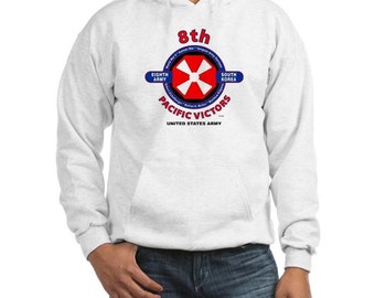 8th Army * South Korea "Pacific Victors" Emblem Hoodie Sweatshirt w/Pockets.