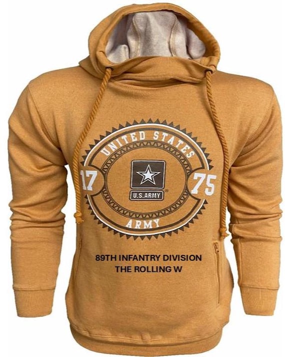 89TH Infantry Division* The Rolling W * U.S. Army Vintage Premium Camel Hoodie. Army Officially Licensed