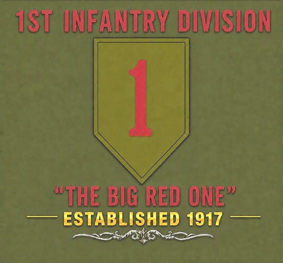 1ST Infantry Division* The Big Red One * Established 1917* 2-Sided Vinyl Shirt. ARMY Officially Licensed