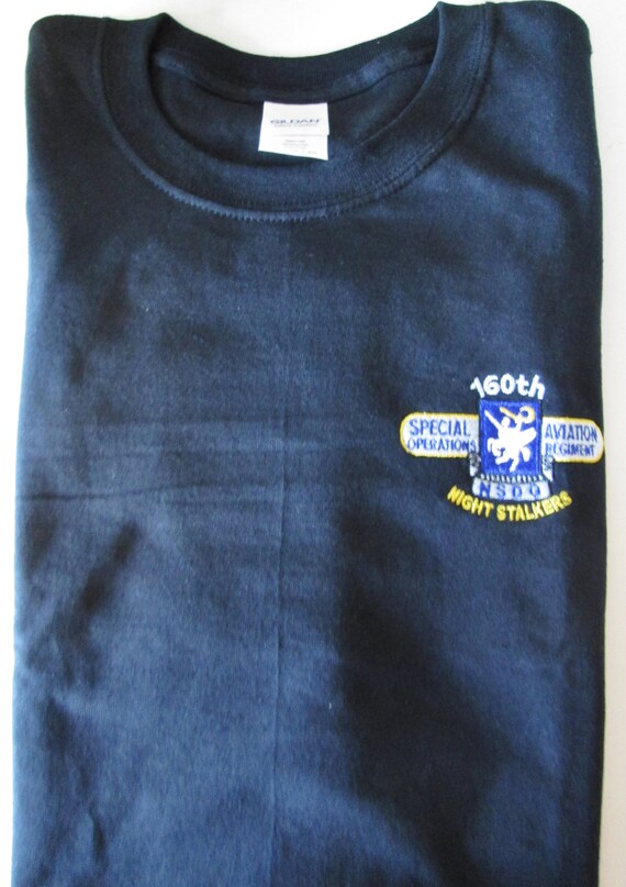 160th Special Operations Aviation Regiment "Night Stalkers"Left Chest Embroidered Black Shirt