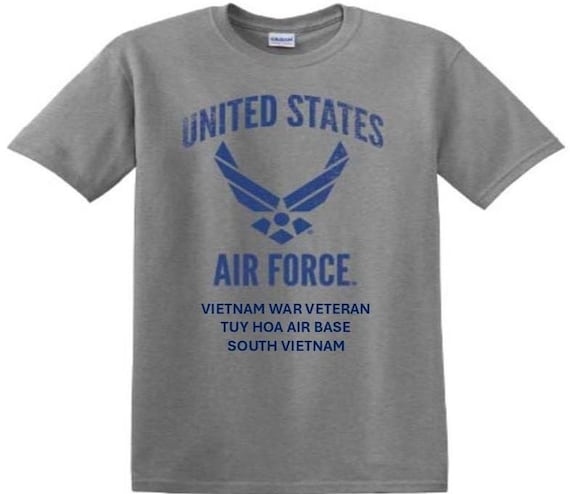 Tuy Hoa Air Base * South Vietnam* Vietnam War Veteran. Distressed/Subdued U.S. Air Force Shirt. Officially Licensed USAF