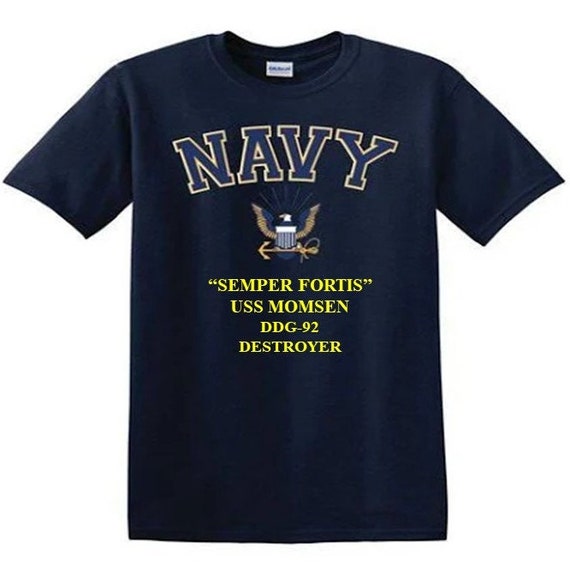 USS MOMSEN DDG-92 Destroyer"Semper Fortis" Navy Logo Vinyl Shirt (Navy Officially Licensed)