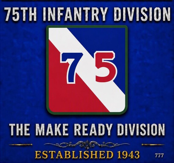 75TH Infantry Division* The Make Ready Division* Established 1943 * 2-Sided Vinyl Shirt. ARMY Officially Licensed
