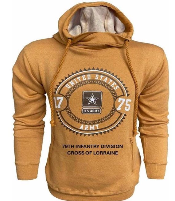 79th Infantry Division* Cross of Lorraine * U.S. Army Vintage Premium Camel Hoodie. Army Officially Licensed