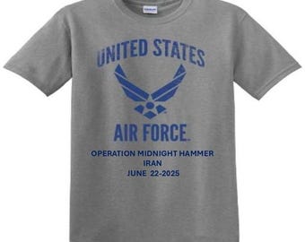 Operación Martillo de Medianoche * Junio de 2025. Camiseta USAF desgastada/suave. Licencia oficial de la USAF.