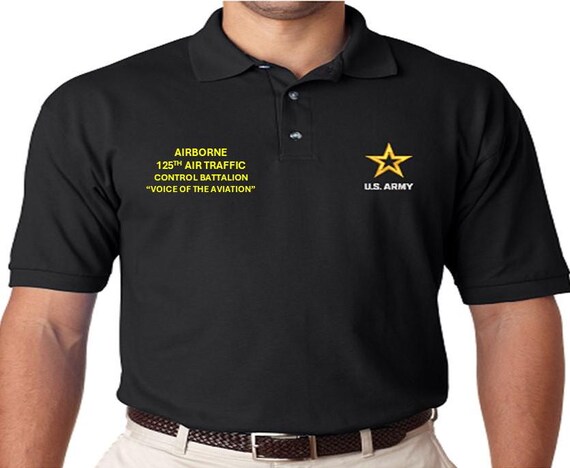 125th Air Traffic Contol Battalion* Voice of the Aviation*Airborne *Embroidered polo shirt* Army Officially Licensed