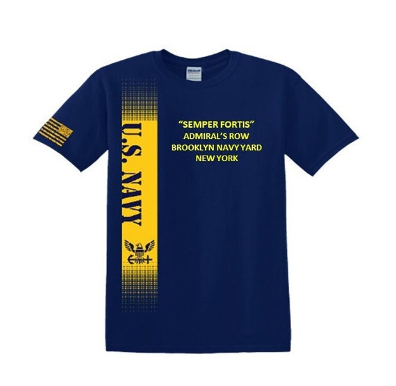 Admiral's Row Brooklyn Navy Yard*New York. Semper Fortis*Navy Verticle-Vinyl & Silk Screen.*Officially Navy Licensed Shirt