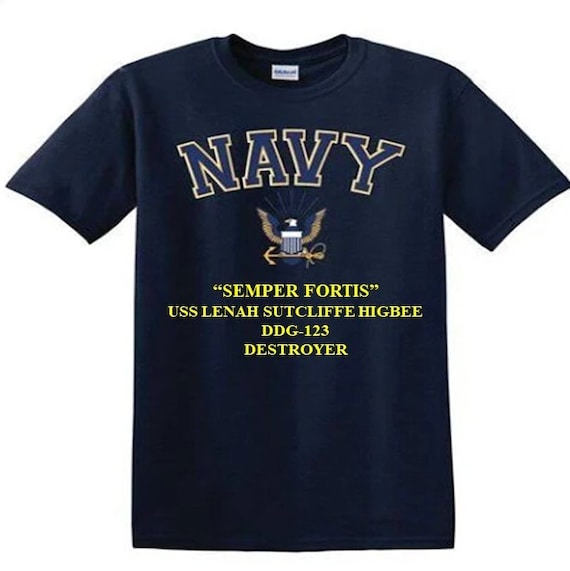 USS Lenah Sutcliffe Higbee DDG-123 Destroyer"Semper Fortis" Navy Logo Vinyl Shirt (Navy Officially Licensed)