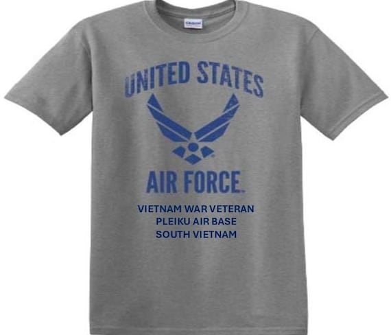Pleiku Air Base *South Vietnam* Vietnam War Veteran. Distressed/Subdued U.S. Air Force Shirt. Officially Licensed USAF