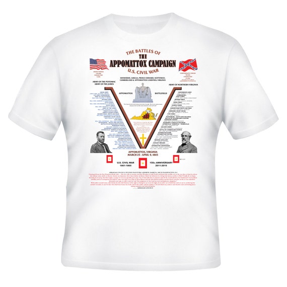 American-U.S. Civil War Appomattox Campaign, Virginia Order Of Battle Union and Confederate White Shirt