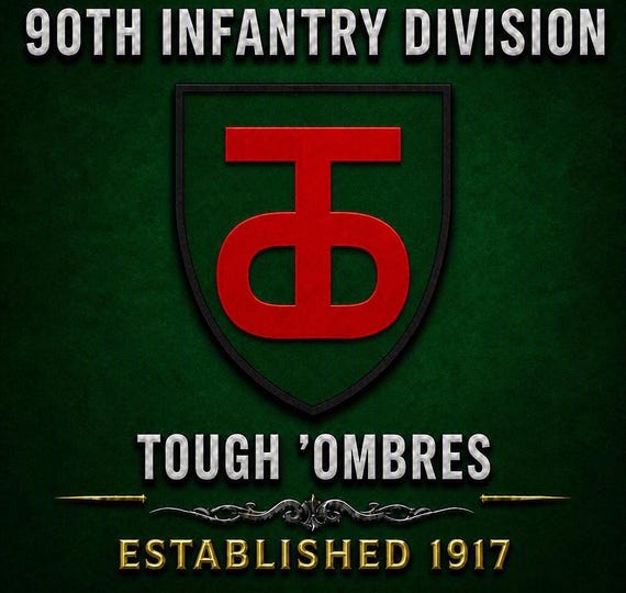90TH Infantry Division* TOUGH 'OMBRES* Established 1917 * 2-Sided Vinyl Shirt. ARMY Officially Licensed
