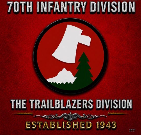 70TH Infantry Division* The Trailblazers* Established 1943 * 2-Sided Vinyl Shirt. ARMY Officially Licensed
