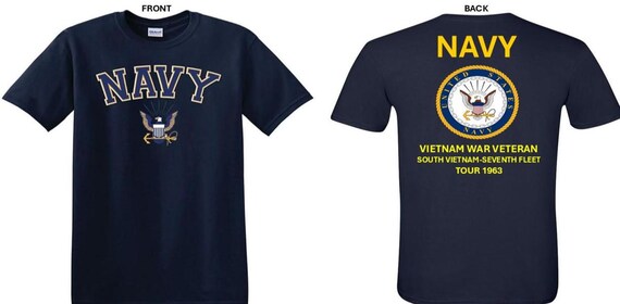 NAVY*Tour 1963* Vietnam War Veteran* South Vietnam-Navy Seventh Fleet. 2-Sided T-Shirt. US NAVY Officially Licensed.