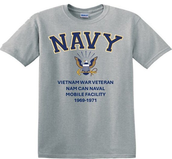 Nam Can Naval Mobile Facility*Vietnam War Veteran* 1969-1971* Navy Eagle *T-Shirt. Navy Officially Licensed.