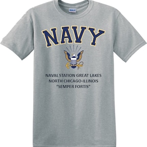 Naval Station Great Lakes* North Chicago-Illinois* Navy Eagle *T-Shirt. Vinyl & Digital Print. Officially Licensed Navy