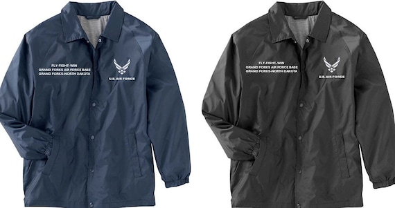 Grand Forks Air Force Base * Grand Forks-North Dakota* Coaches Jacket *Embroidered Right & Left Chest. USAF Officially Licensed.