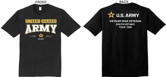ARMY*Tour 1959* Vietnam War Veteran* South Vietnam. 2-Sided T-Shirt. US ARMY Officially Licensed.