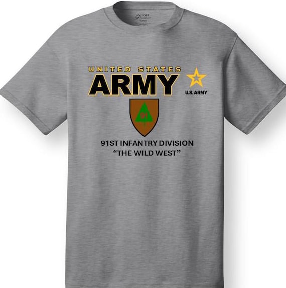 91ST Infantry Division* THE WILD WEST * Emblem* Shirt. These shirt are customized*Army Officially Licensed
